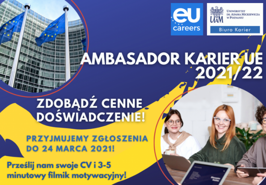 plakat zachęcający do udziału w programie Ambasador Karier UE