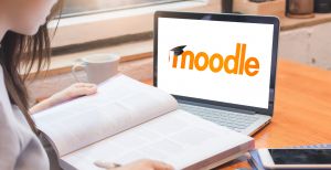 Studentka ucząca się przed laptopem