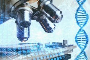 microscope and DNA helix