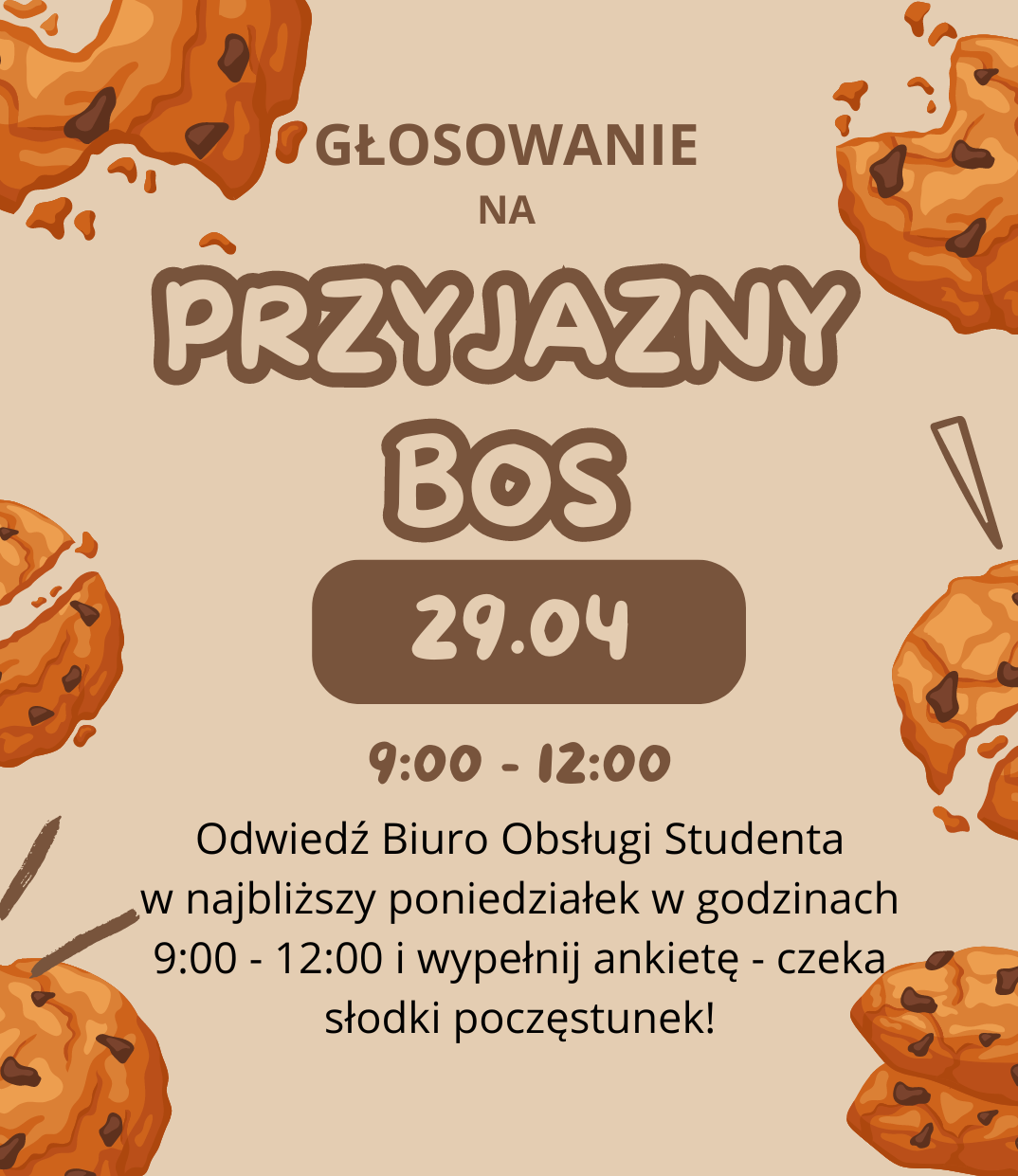 ciastka z czekoladą beżowe tło