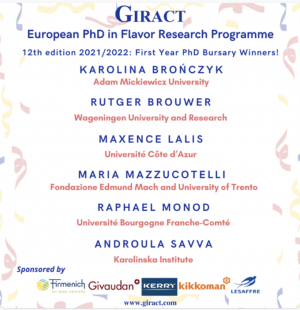 Mgr inż. Karolina Brończyk Laureatką Konkursu GIRACT`s European PhD in Flavor Research Awards.